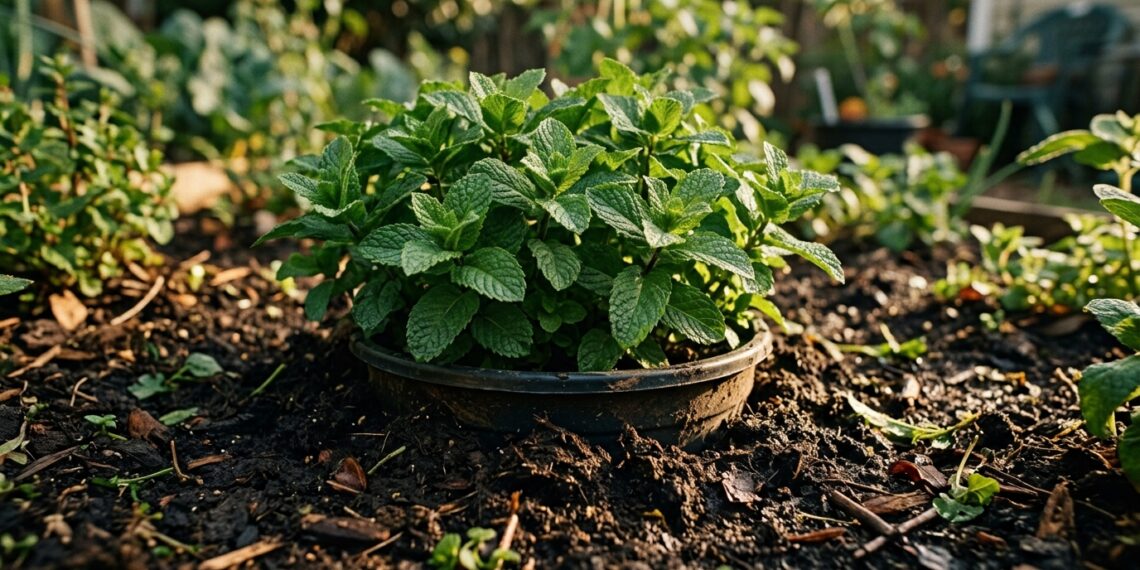 Plantou hortelã no canteiro e ela sufocou todas as outras plantas? O método do vaso enterrado contém a invasão invisível