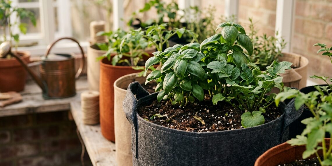 Usar vasos de feltro em vez dos tradicionais de plástico muda completamente a saúde das raízes e evita que a planta fique travada no crescimento