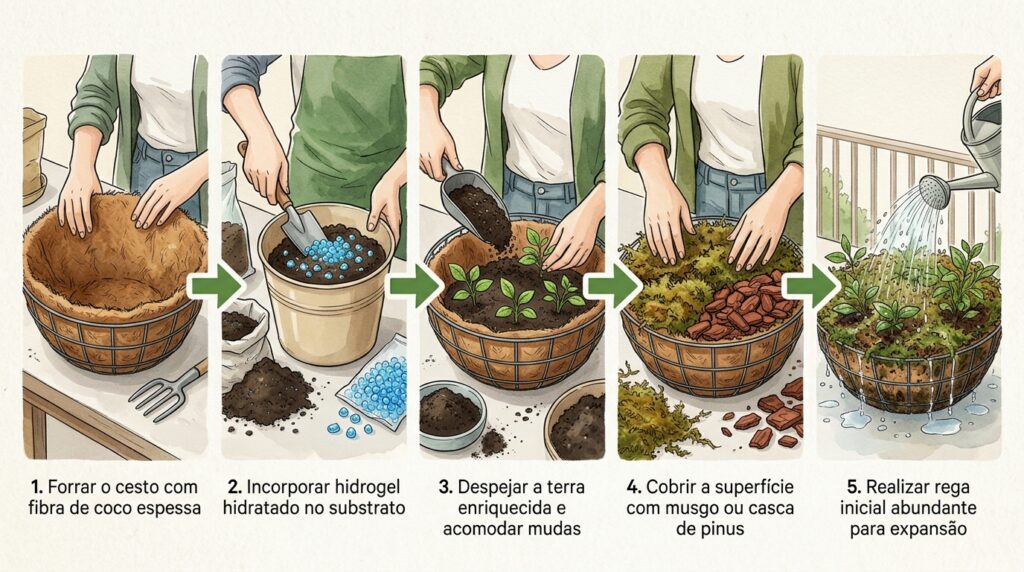 Os seus cestos suspensos com flores secam completamente numa única tarde de verão? O efeito de convecção de 360 graus