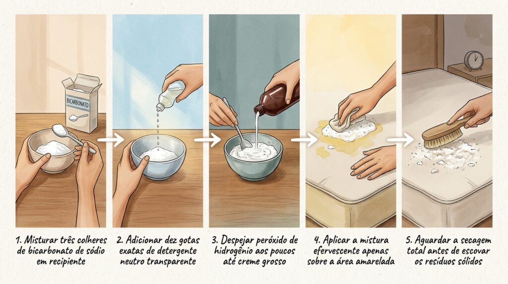 O segredo das lavanderias para tirar manchas amarelas antigas do colchão sem molhar a espuma