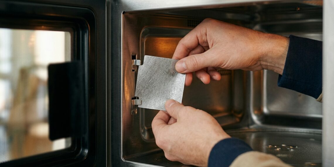 O micro-ondas deita faíscas e dá estalos assustadores mas não tem metal lá dentro? A placa de mica está carbonizada