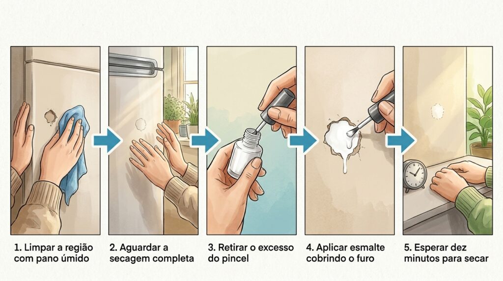 A tela mosquiteira de proteção da janela ficou com um pequeno rasgo desfiado por onde os insetos passam? O esmalte incolor impede o desastre total