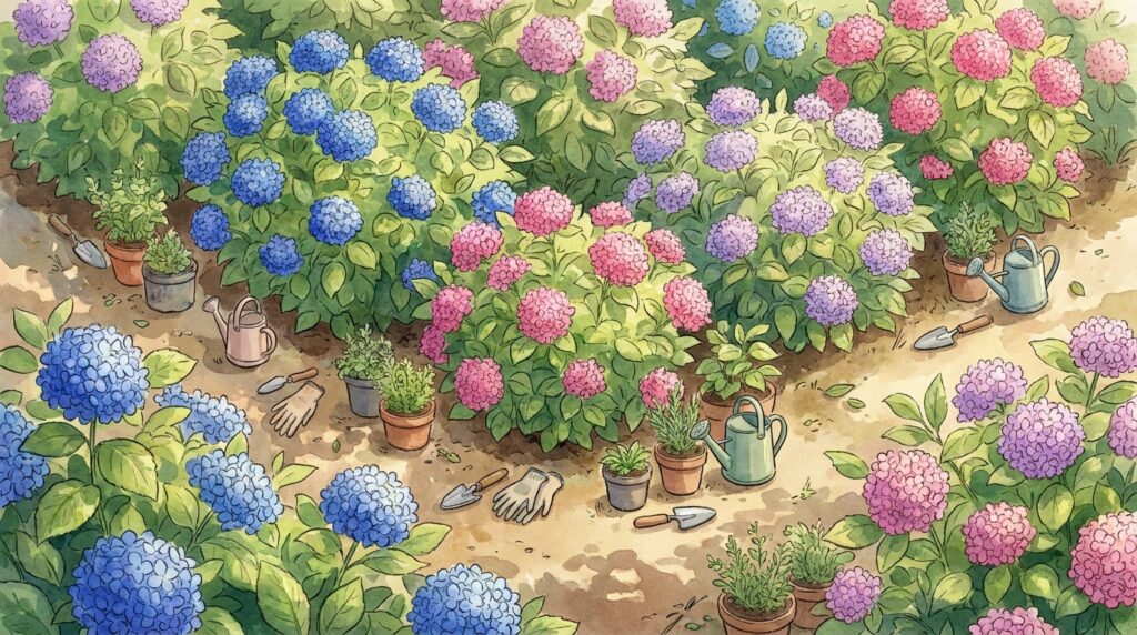 As hortênsias do seu jardim estão a produzir flores cor-de-rosa, mas você queria flores azuis? A acidez da terra dita a cor das pétalas