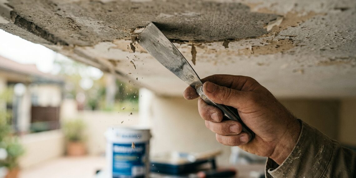 Os especialistas em bricolagem alertam: "Antes de aplicar uma tinta anti-gotejamento para impermeabilizar, é necessário consolidar a superfície abaixo para que ela adira bem.”