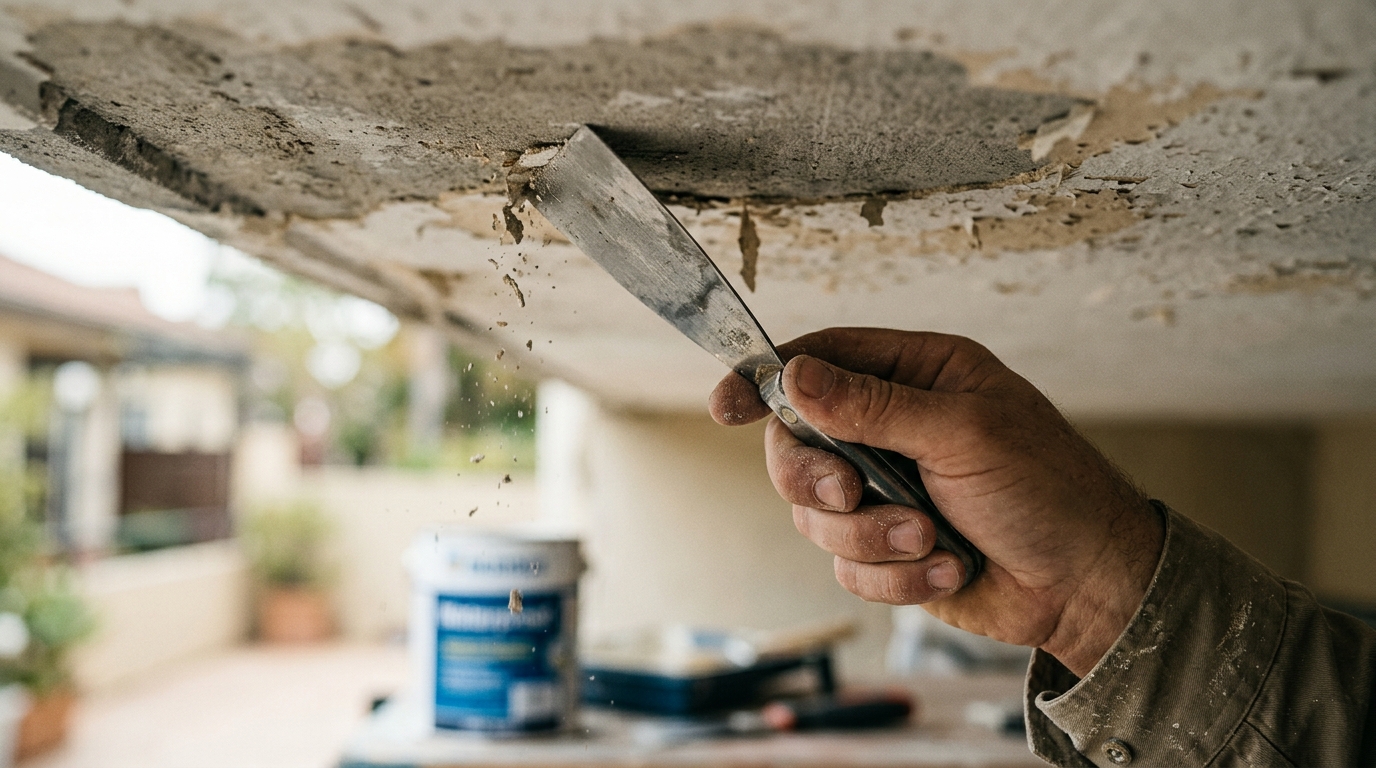 “Antes de aplicar uma tinta anti-gotejamento para impermeabilizar, é necessário consolidar a superfície abaixo para que ela adira bem.” — Os especialistas em bricolagem alertam