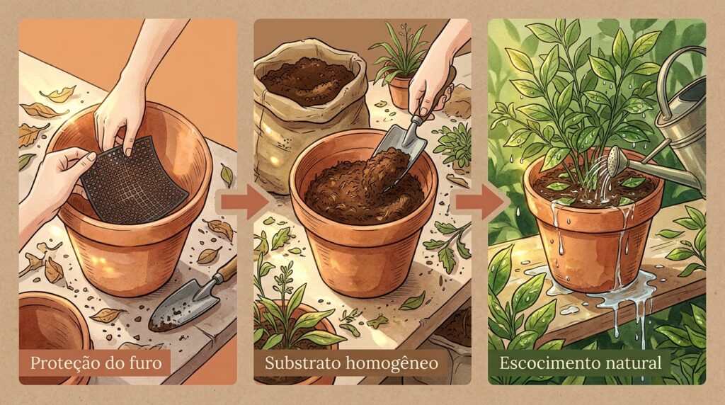 Colocar pedrinhas no fundo do vaso para drenar a água? A física explica por que esse velho hábito apodrece as raízes