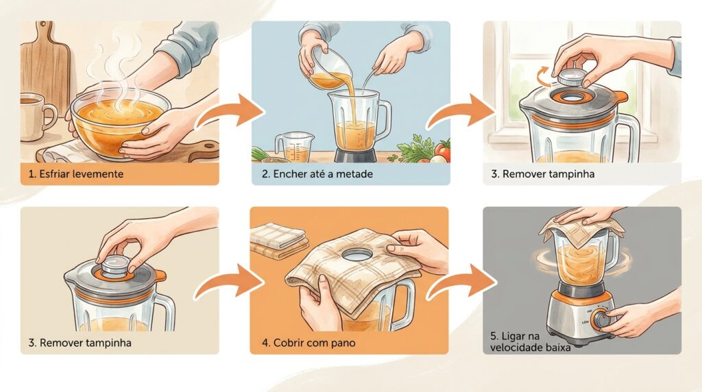 Foi bater sopa quente no liquidificador e a tampa explodiu voando longe? A expansão brutal do vapor exige um respiro
