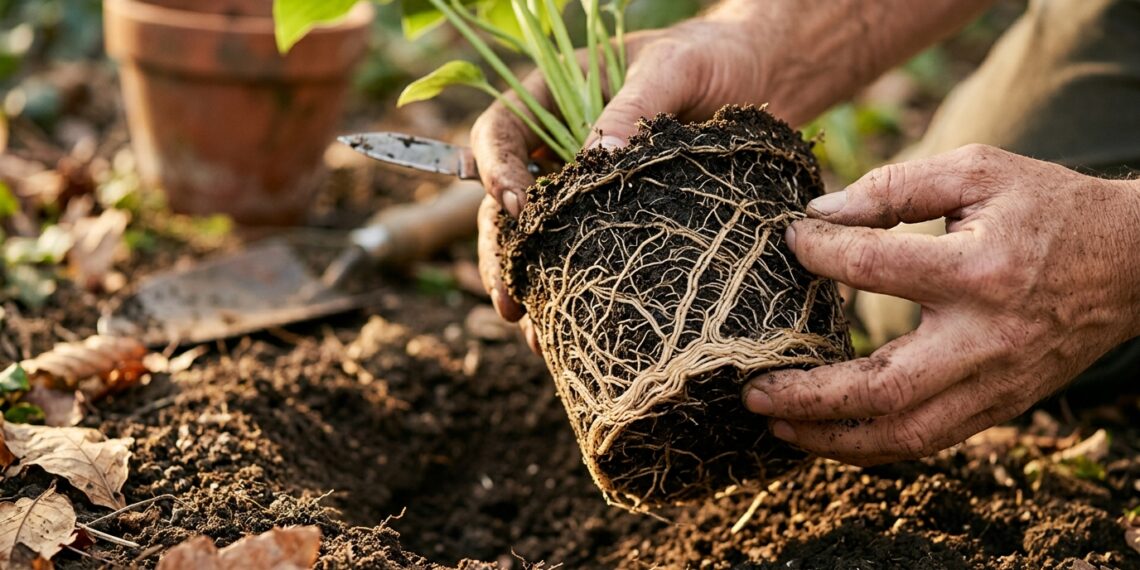 Retirou a muda do saquinho e as raízes estavam todas enroladas em círculos? Se você não cortar essa teia, a planta vai morrer travada