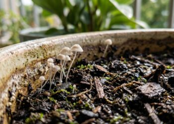 Apareceram pequenos cogumelos silvestres a nascer do meio da terra do seu vaso de interior? O excesso de matéria orgânica em decomposição