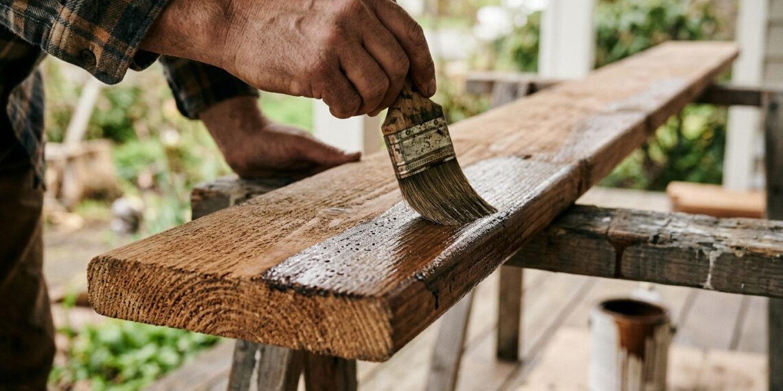 As tábuas maciças do deck do quintal estão empenando para cima e levantando os pregos com uma força brutal? A face inferior está a sugar a umidade do solo