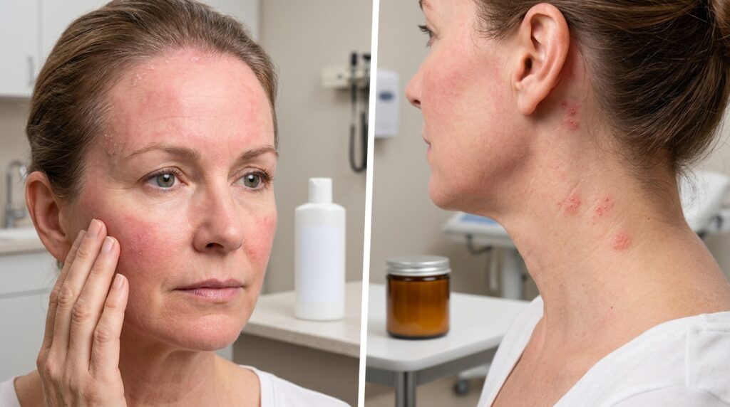 Comparação mostra padrões diferentes de irritação e possível alergia após uso de cosméticos.