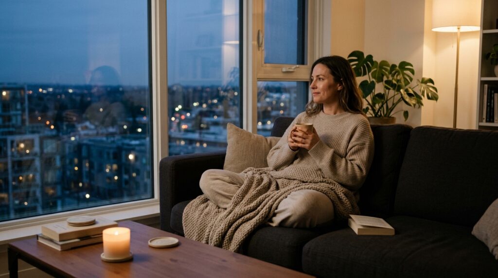 Adult_relaxing_with_tea_home_20261026153616-1024x572 A psicologia explica por que algumas pessoas preferem ficar em casa nos fins de semana: o hábito pode estar relacionado à necessidade de descanso, à autonomia e à maneira como cada pessoa recupera a energia emocional