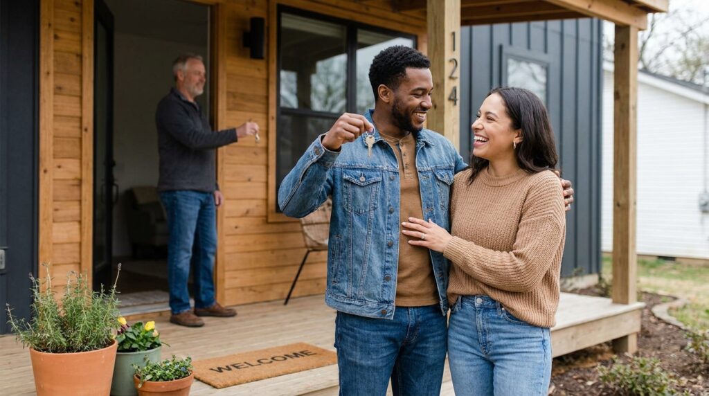 Couple_receiving_new_house_keys_20261023181348-1024x572 Psicologia explica por que ver amigos conquistando casa, casamento e sucesso profissional pode fazer você duvidar do próprio caminho