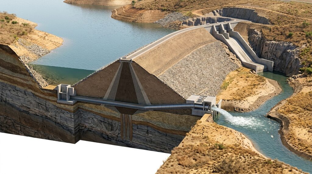 Barragem libera água de forma controlada para manter a vazão do rio durante a estiagem.