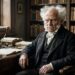 Retrato artístico de Arthur Schopenhauer em um ambiente inspirado em seu século.