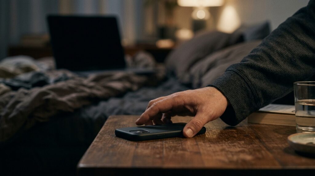 Hand_placing_smartphone_on_table_20261021155619-1024x572 Segundo a psicologia, pessoas que precisam ficar sozinhas depois de um dia cheio podem estar tentando recuperar a energia mental
