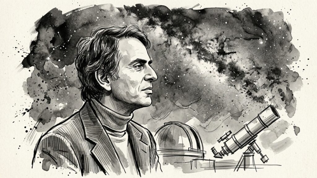 Man_gazing_at_starry_sky_20261001190816-1-1024x576 Carl Sagan deixou uma frase sobre a origem humana que parece poesia, mas tem fundamento científico: “Somos feitos de matéria das estrelas”