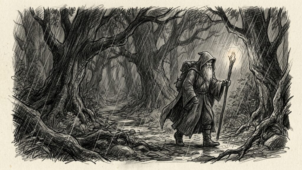 Man_walking_in_rain_forest_20261001190903-1024x576 Gandalf, de O Senhor dos Anéis, deixou uma das frases mais profundas da fantasia: “Tudo o que temos de decidir é o que fazer com o tempo que nos é dado”
