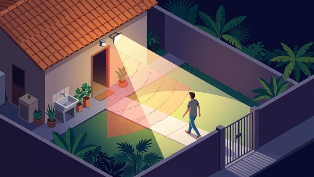 Sensor de presença no quintal: onde colocar a iluminação para evitar pontos escuros