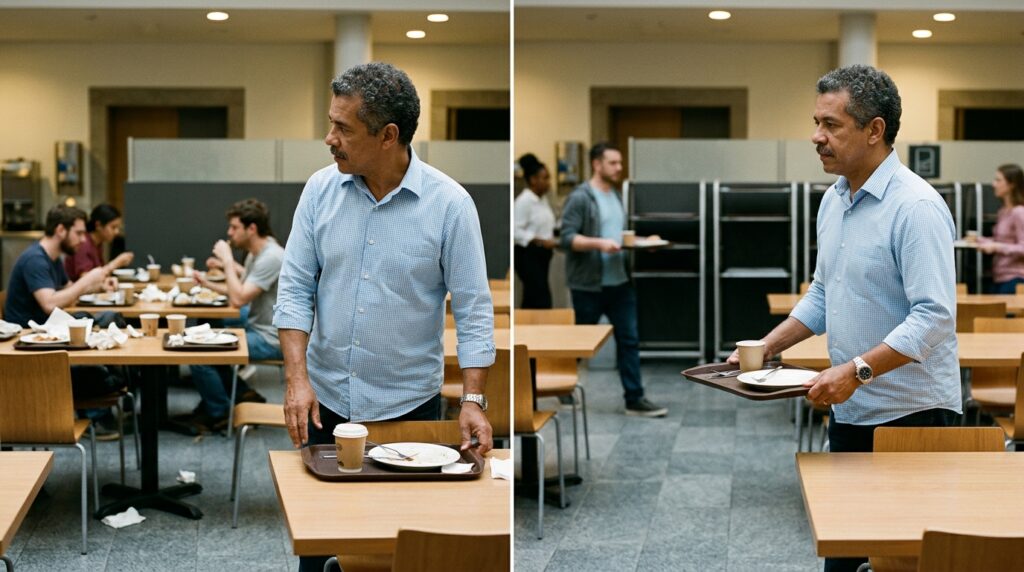Person_demonstrating_behavioral_%E2%80%A6_20261001182545-1024x572 Você recolhe a bandeja quando todo mundo faz o mesmo? A psicologia mostra como o comportamento do grupo ajuda a definir o que parece aceitável