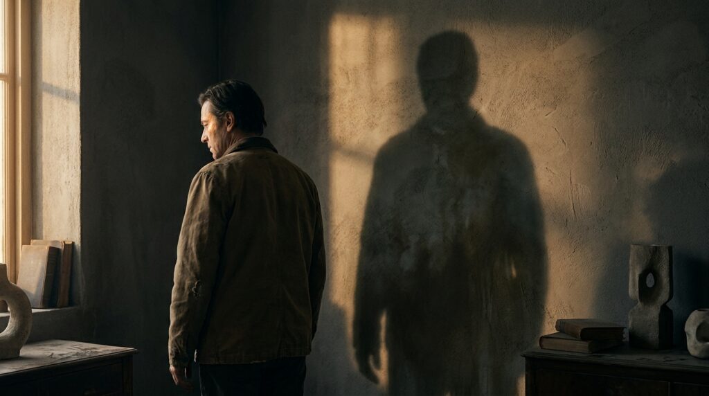 Person_facing_shadow_on_wall_20261025154249-1024x572 Frase do dia da Psicologia: “Conhecer a si mesmo também significa reconhecer as partes de nossa personalidade que preferimos esconder” — reflexão inspirada em Carl Jung e em seus estudos sobre a sombra psicológica.