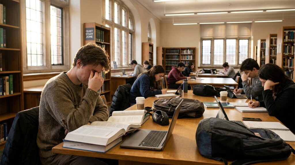 University_students_studying_in_%E2%80%A6_92f01a64-1024x572 Universidade cria cápsulas para cochilos durante o dia e coloca em pauta o cansaço de estudantes que passam horas no campus