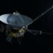 Sonda Voyager 1 viajando pelo espaço profundo, distante do Sol e dos planetas do Sistema Solar.