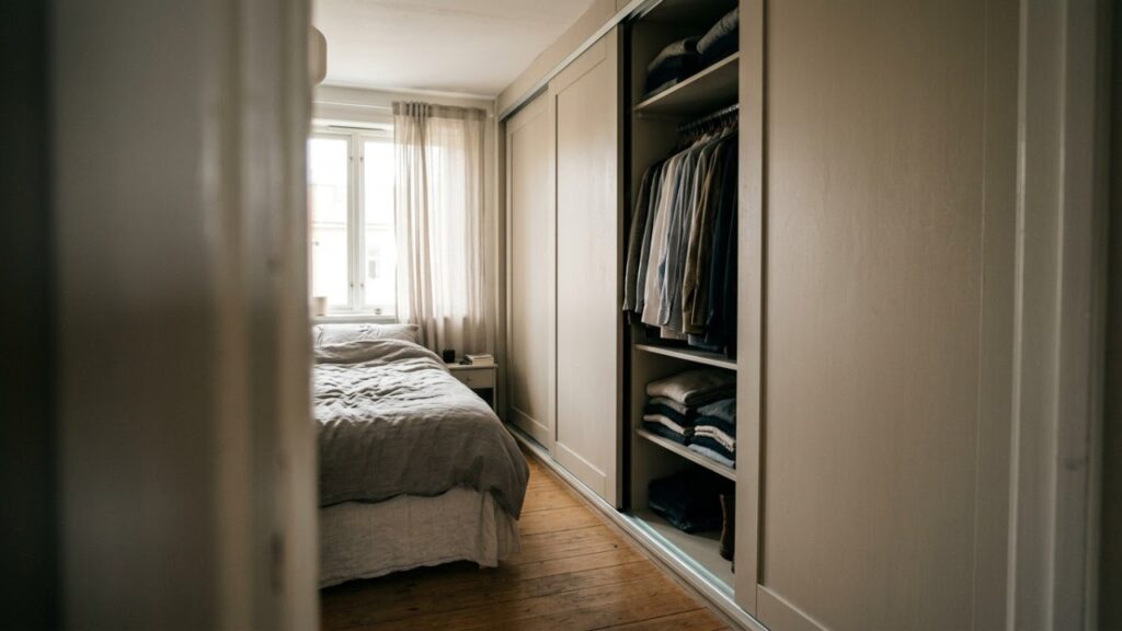Posição e medidas do guarda-roupa em quartos pequenos