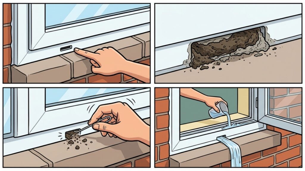 Window_drain_maintenance_steps_20261008230016-1024x576 Os pequenos furos na parte de baixo de algumas janelas não são defeito: fechá-los com tinta ou silicone pode impedir justamente a saída da água