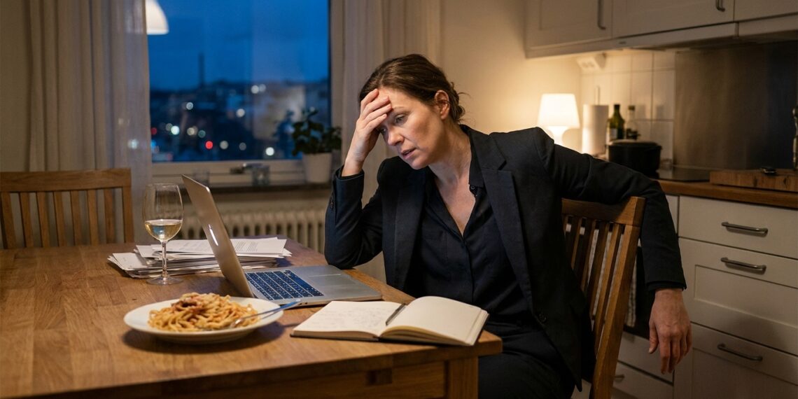 Continuar mentalmente conectado ao trabalho depois do expediente pode dificultar a recuperação e o descanso. — Créditos: Imagem gerada por IA