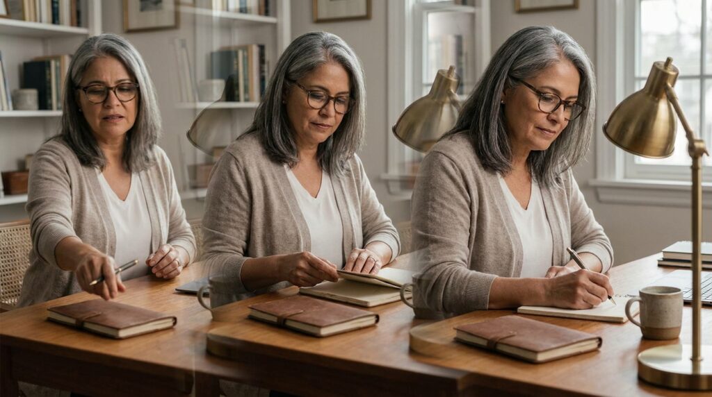 Woman_forming_habits_at_desk_20261001034838-1024x572 A psicologia indica que esperar a motivação aparecer pode tornar uma tarefa mais difícil; repetir a mesma ação no mesmo contexto ajuda o cérebro a automatizar o começo
