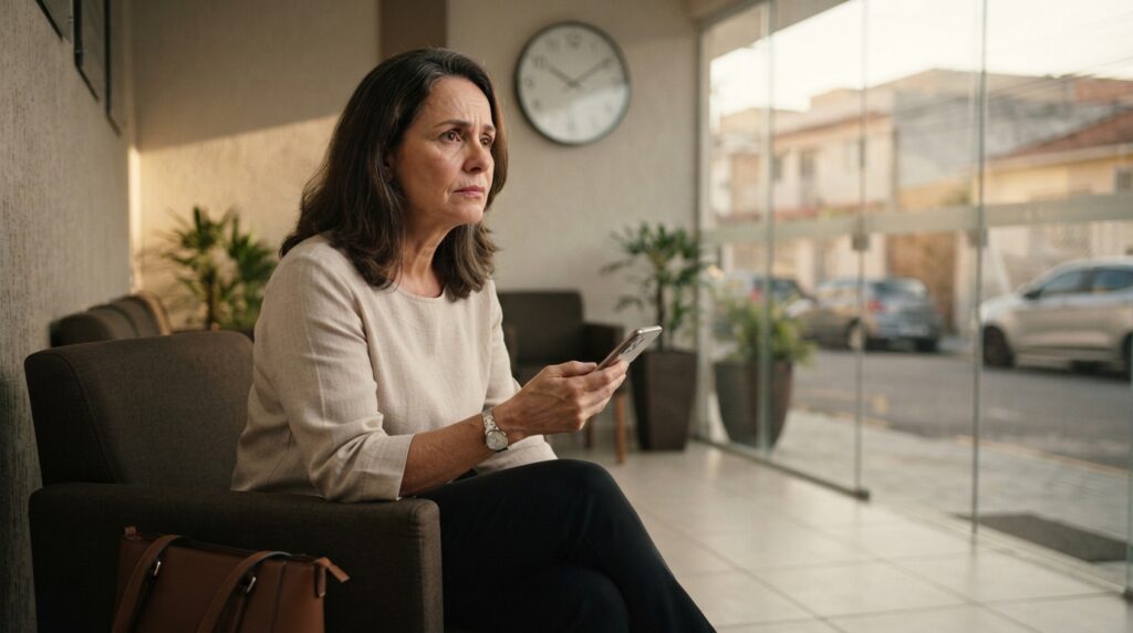 Woman_waiting_anxiously_for_appo%E2%80%A6_20261010221704-1024x572 Especialistas em psicologia explicam: “Quem chega cedo demais aos compromissos pode não estar apenas sendo pontual, mas tentando evitar a ansiedade provocada por imprevistos”