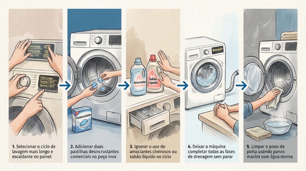 Engenheiro químico: "O bicarbonato de sódio e o vinagre branco não fazem nada para limpar a máquina de lavar roupas."