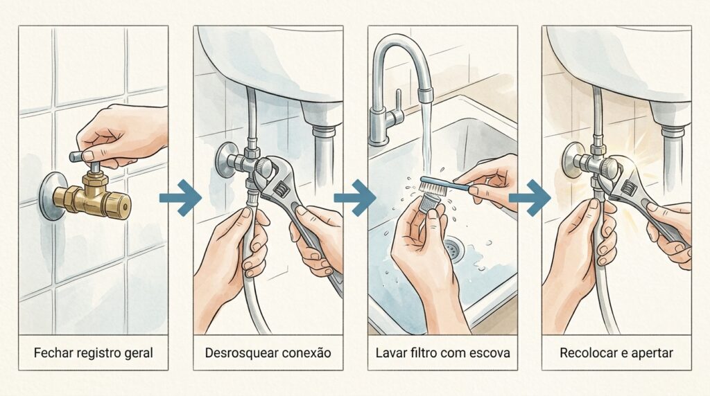 O autoclismo demora uma eternidade a encher após a descarga? O filtro interno está bloqueado com minerais