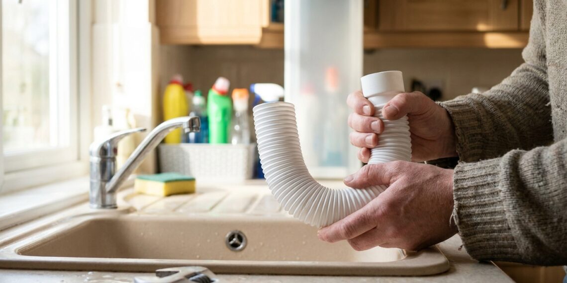 O sifão sanfonado foi instalado esticado direto para a parede? O cheiro de esgoto vai dominar a sua cozinha