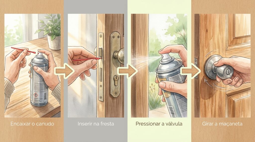 A maçaneta da porta do quarto ficou flácida e não trava mais no batente? O mecanismo interno está implorando por lubrificação