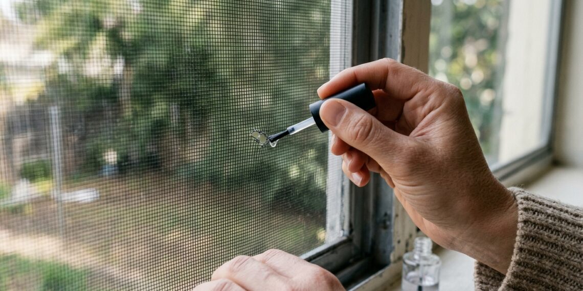 A tela mosquiteira de proteção da janela ficou com um pequeno rasgo desfiado por onde os insetos passam? O esmalte incolor impede o desastre total