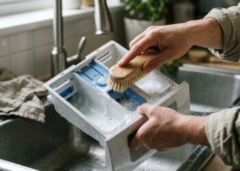 A gaveta do detergente da máquina da roupa está cheia de lodo negro? O amaciador retido criou um biofilme