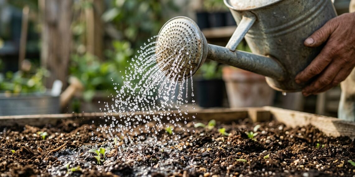 Semeou relva em placas ou sementes e o solo começou a criar uma crosta dura como cimento? O choque do jato de água forte destruiu a germinação