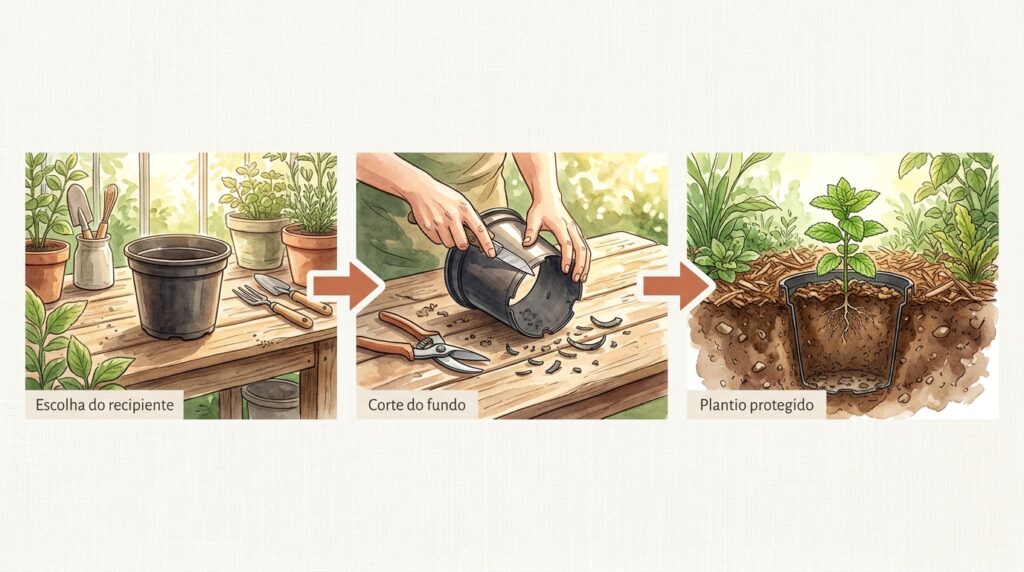 Plantou hortelã no canteiro e ela sufocou todas as outras plantas? O método do vaso enterrado contém a invasão invisível