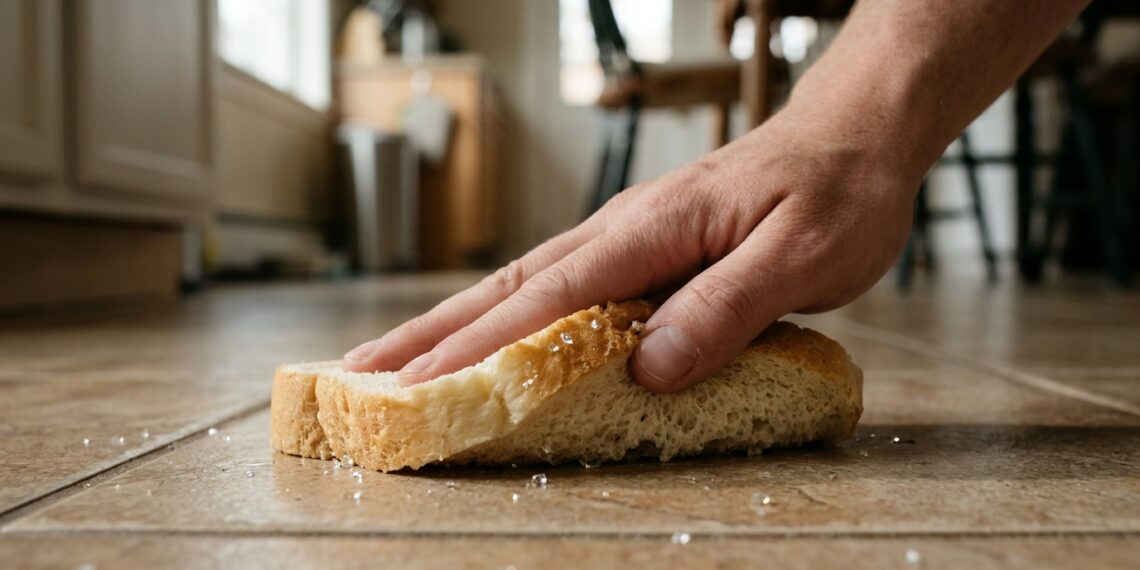 O truque do pão de forma para recolher cacos de vidro invisíveis que caíram no chão