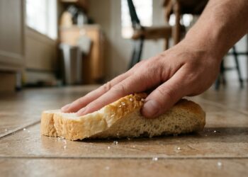 O truque do pão de forma para recolher cacos de vidro invisíveis que caíram no chão