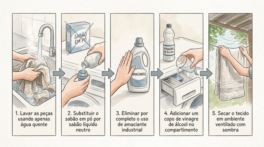 A técnica de lavagem mais eficiente sobre qual é o erro invisível ao lavar toalhas que deixa o tecido duro
