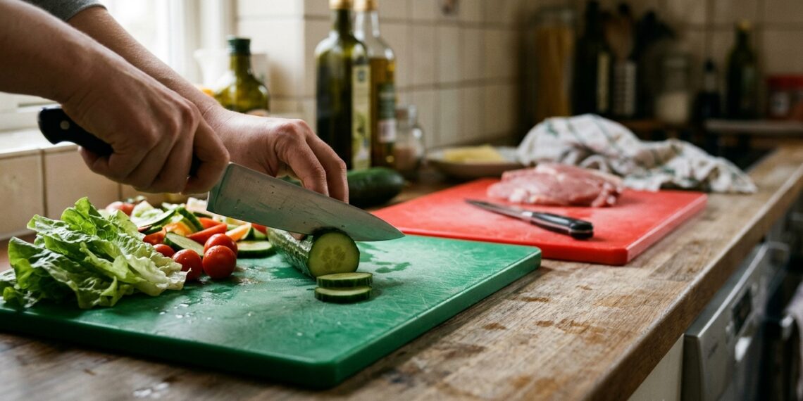 O perigo invisível de usar a mesma tábua de carne de madeira para cortar saladas