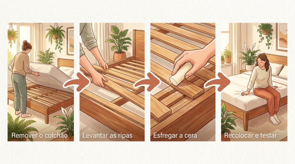 A cama de madeira range alto a cada movimento no colchão? Uma simples barra de sabão ou vela silencia o atrito das ripas