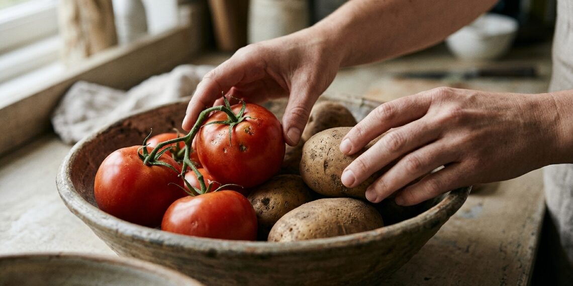 O erro ao guardar tomates e batatas na geladeira que estraga o sabor e a textura em dias