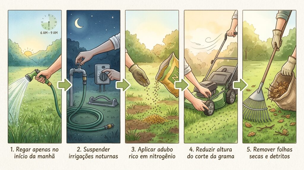 A relva do jardim está a ficar com manchas amarelas circulares e bordas acinzentadas? O ataque do fungo Rhizoctonia (mancha-de-dólar) 