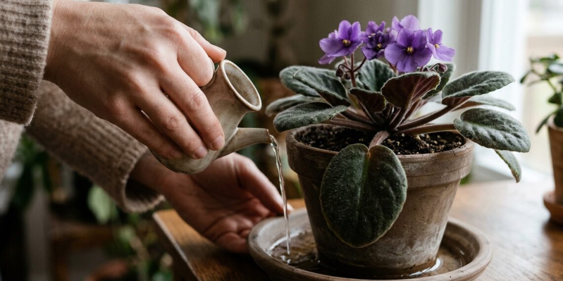 As folhas da sua violeta-africana ficaram cheias de manchas brancas e castanhas? O choque térmico das células do mesofilo