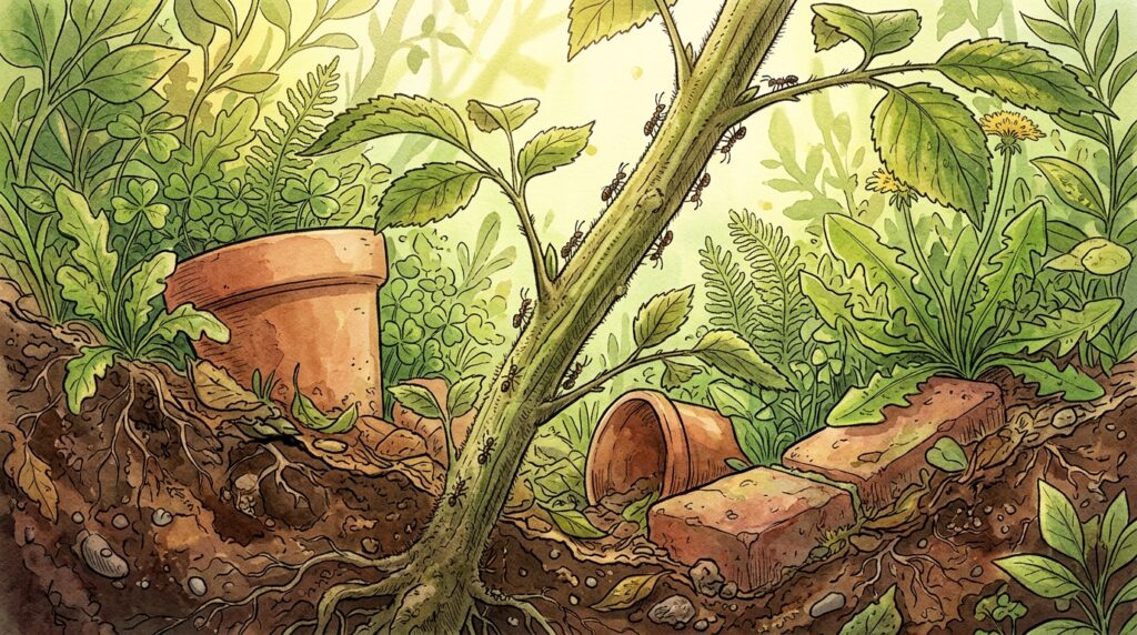 Formigas subindo e descendo da sua planta sem parar? Elas não estão comendo as folhas, estão cultivando uma praga muito pior
