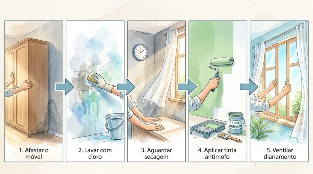 A parede do quarto amanhece molhada exatamente atrás da cabeceira da cama? O microclima do seu suor noturno condensou na alvenaria
